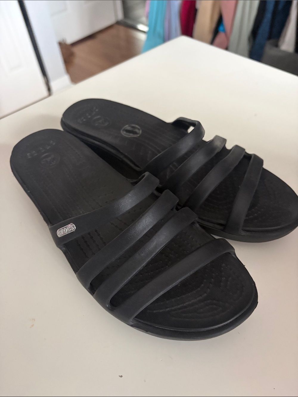 CROCS Black Multi-Strap Slide Sandals